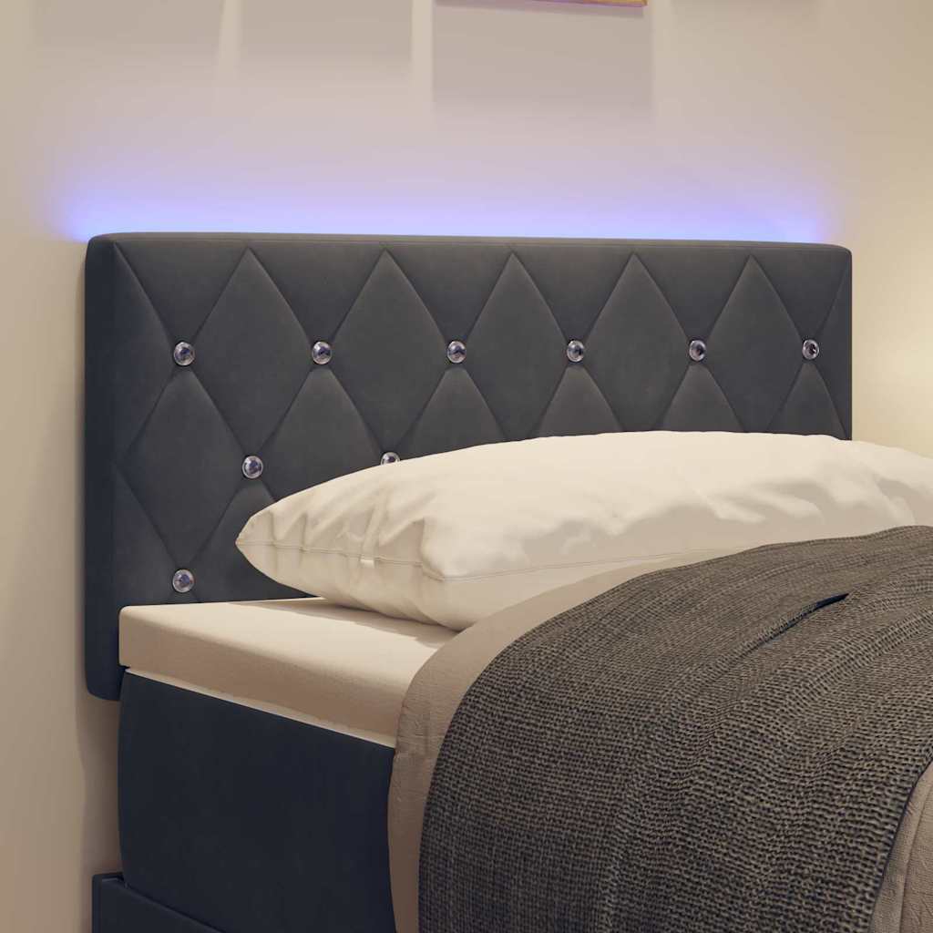 LED Headboard with LED Strip Lights Dark grey 80 cm Velvet